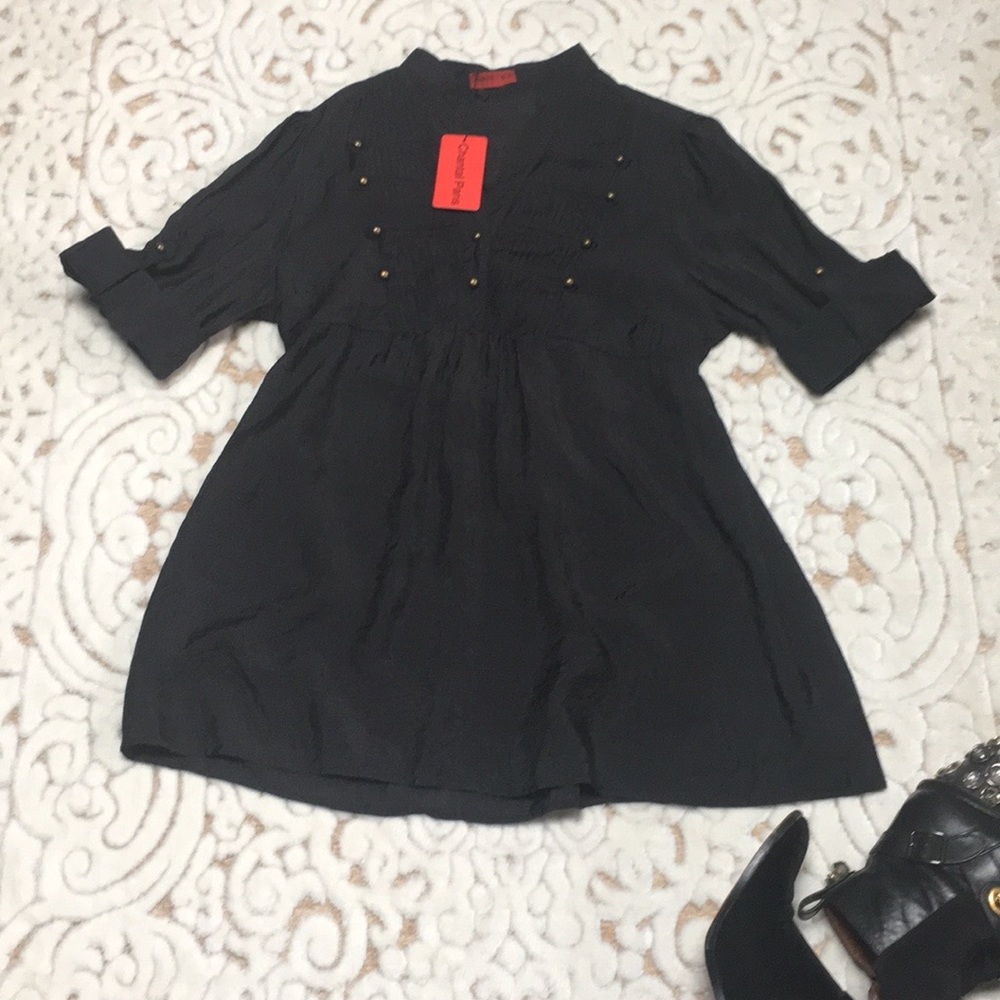 Sheer Button Detail Blouse